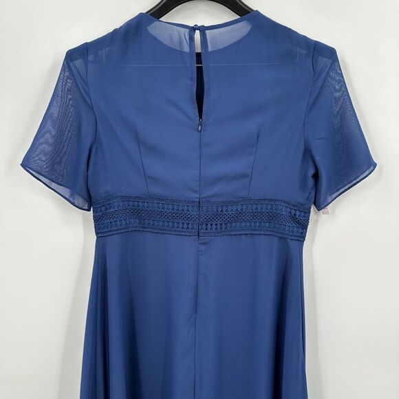 JJ's House Mother of the Bride Dress XL Scoop Short Sleeve A-Line Chiffon Blue - Picture 6 of 11